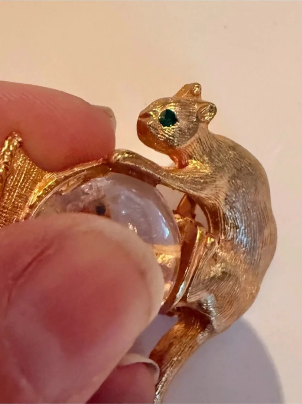 Rare Vintage Gold Crown Signature Cat & Fish Brooch